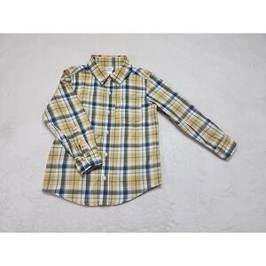 Carter's Button Up Plaid Boys Size 6 Long Sleeve‎ Yellow 100% Cotton